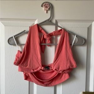 SHEIN Coral Backless Halter Top